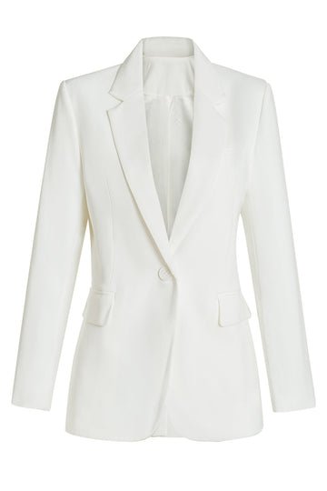 Hvit Tilpasset Enkeltspent Midi Blazer for kvinner